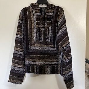 Earthbound Trading baja pullover, M/L, black multi stripe
